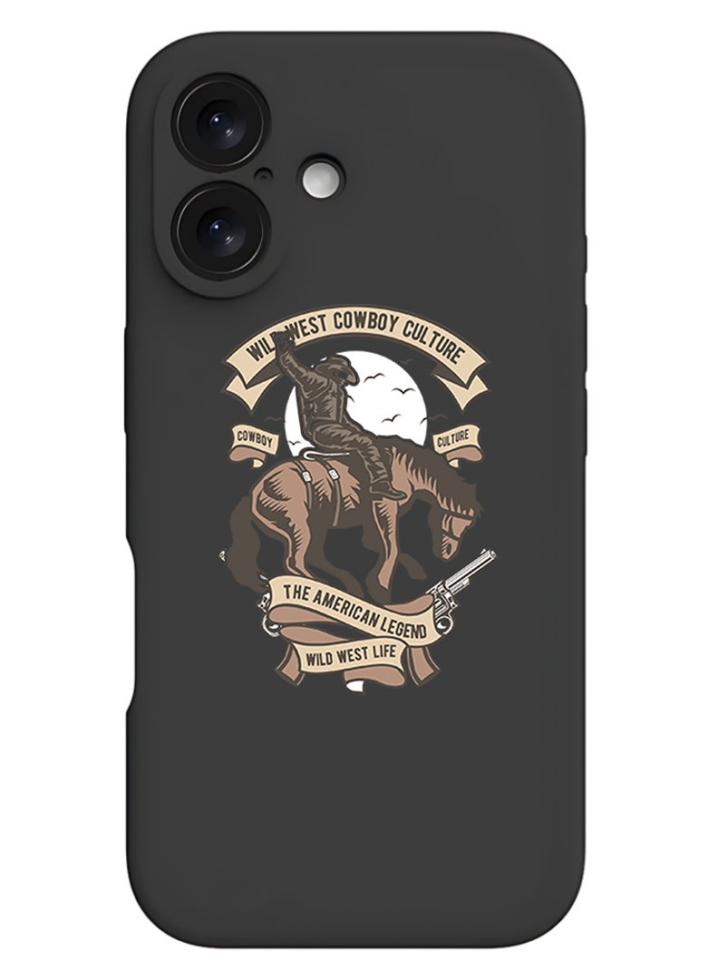 Theodor Protective Slim Fit Case Liquid Silicone Cover with Full Body Protection Anti-Scratch Shockproof Case For Apple iPhone 17 (Black) Wild west cowboy - Image 1