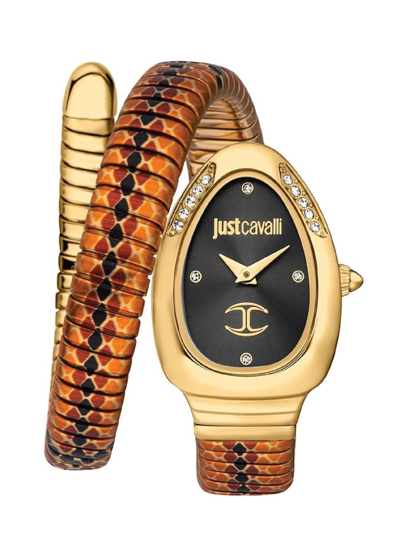 Just Cavalli Women's Signature Snake Quartz Watch JC1L251M0025 – Stainless Steel Bracelet
