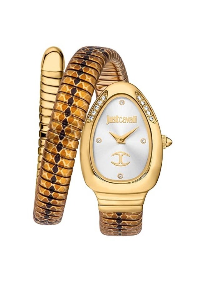 جاست كافالي Just Cavalli Women's Signature Snake Quartz Watch JC1L251M0025 – Stainless Steel Bracelet - Image 1