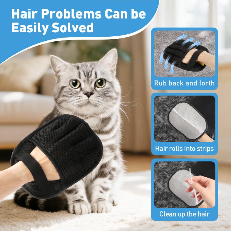 Wolnivi Pet Hair Removal Glove for Cats & Dogs, Five-Finger Electrostatic Pet Hair Remover Glove Reusable Brush Pet Hair Tool for Carpet, Car Seat, Couch and Laundry - Image 3
