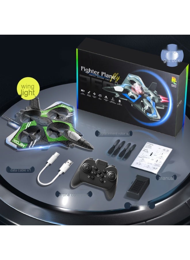طائرة مدارية بمحركات تحكم عن بُعد مع أضواء ملونة - لعبة طائرة رباعية المحاور للأطفال