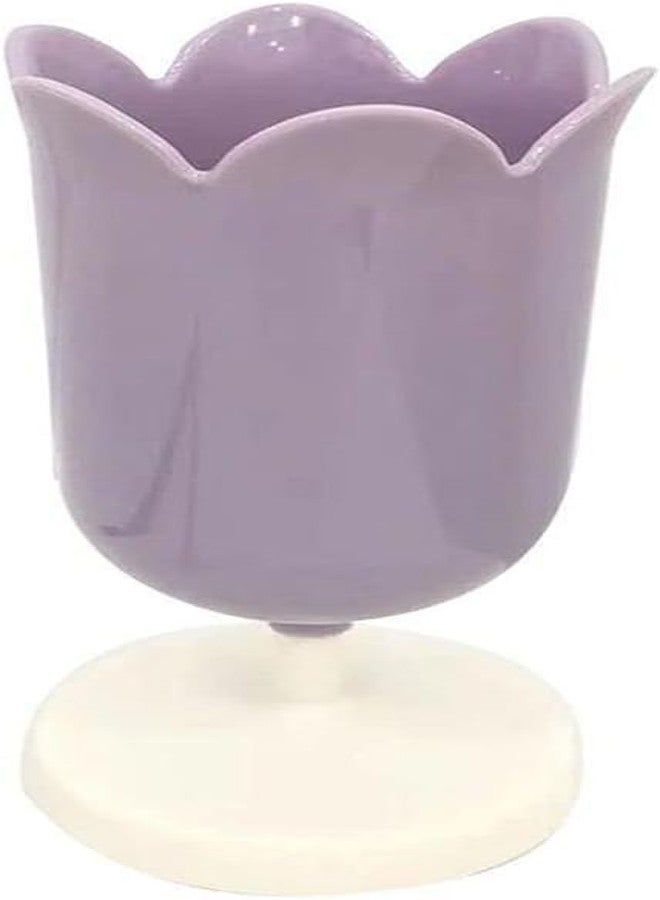 Tnyvm Purple Pen Holder for Desk, Plastic Tulip Pen Holder Cute Stationery Organizer Pencil Stand Case Pencil Cups Desktop Decoration Pencil Holders - Image 1