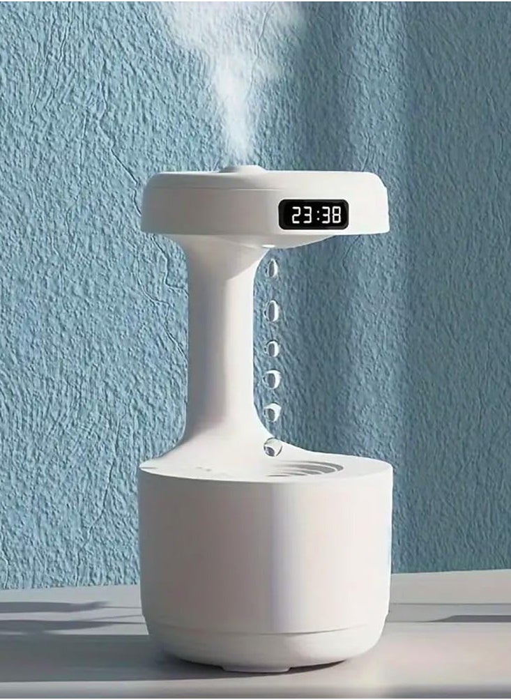 Generic Anti Gravity Water Drop Humidifier, 600ml Anti-Gravity Humidifier Cool Mist Quiet, LED Clock Fountain Humidifier Water Flows Back Visual, Ultrasonic Air Humidifiers for Bedroom  - Image 1