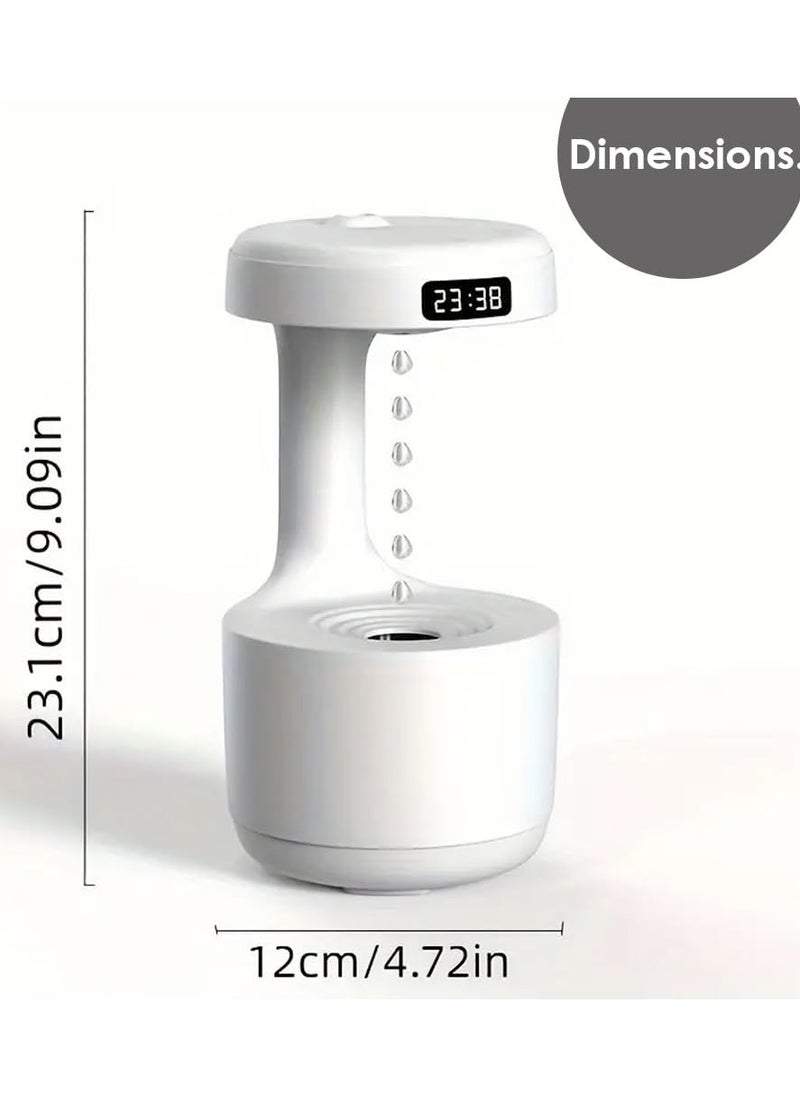 Generic Anti Gravity Water Drop Humidifier, 600ml Anti-Gravity Humidifier Cool Mist Quiet, LED Clock Fountain Humidifier Water Flows Back Visual, Ultrasonic Air Humidifiers for Bedroom  - Image 2