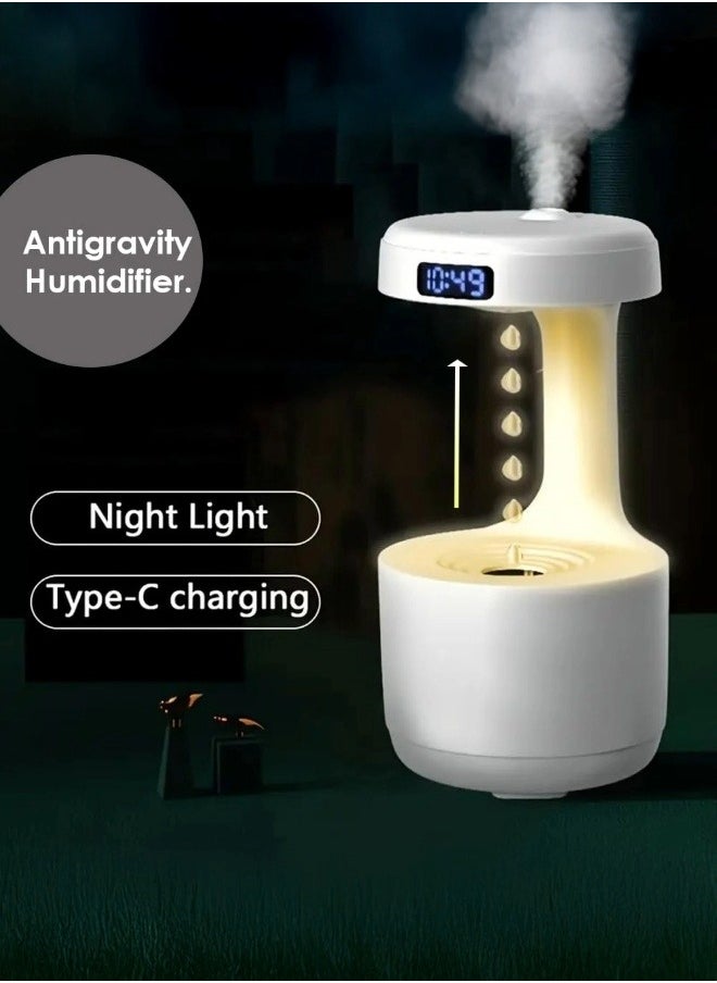 Generic Anti Gravity Water Drop Humidifier, 600ml Anti-Gravity Humidifier Cool Mist Quiet, LED Clock Fountain Humidifier Water Flows Back Visual, Ultrasonic Air Humidifiers for Bedroom  - Image 4