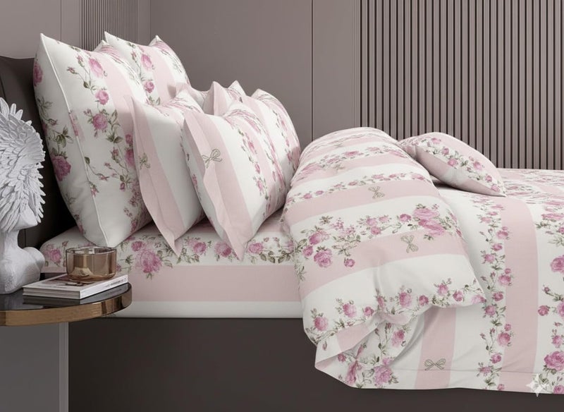 MORADO Single Bed Glace Cotton Checkered Quilt or Duvet Cover Rajai or Blanket Cover for Winter with Zipper Closer (60x90 Inches, Pink) (Multicolour) (PinkCheckFlower) - Image 3
