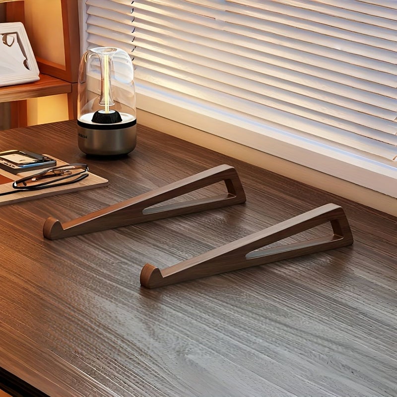 حامل لابتوب خشبي كلاسيكي مركّب مريح، قابل للتعديل في الارتفاع، محمول، مع قاعدة عريضة، مناسب للمكتب، بجانب السرير، والسفر، والتابلت والكمبيوتر الشخصي. - Image 4