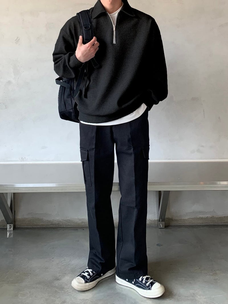 TAGDO Men's Solid Oversize Sweatshirt (RF-OS-SHRT-2001-Black-L) - Image 2