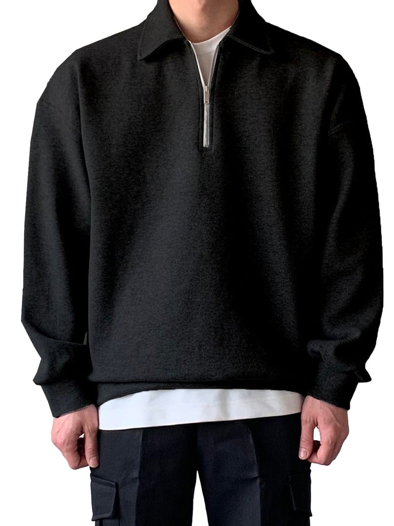 TAGDO Men's Solid Oversize Sweatshirt (RF-OS-SHRT-2001-Black-L) - Image 5