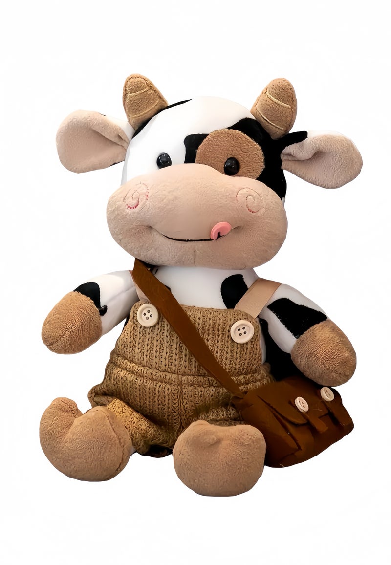 لعبة بملعقة بقرة لطيفة | دمية أطفال مع ملابس وحقيبة - Image 1