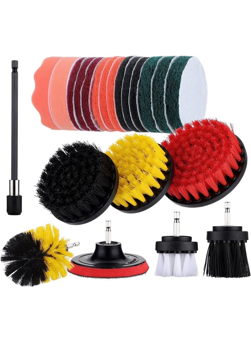 INKBIRDPLUS Universal Drill Brush Set, 22-Pack Drill Scrubber Brushes Attachments with Scouring Pads, Scrub Sponges & Extension Rod, Premium Drill Cleaning Kit for Bathroom, Kitchen, Carpet Washing, Car Polishing - Image 1