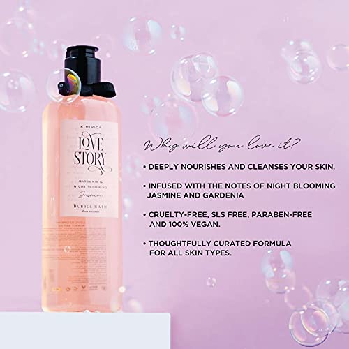 Kimirica Love Story Bubble Bath Bottle, 100% Vegan and Paraben Free with Goodness of Ginkgo Biloba & White Tea Extracts, Pro-Vitamin B5, Aloe Vera & Vitamin E, 290 ml - Image 4