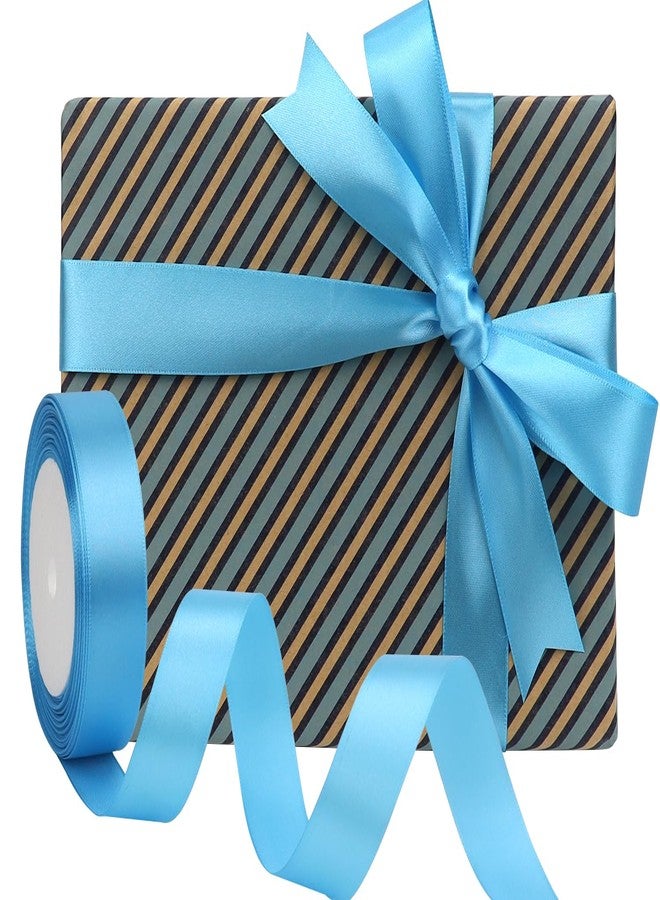 RIUNBB Solid Satin Ribbon 25 Yards Solid Polyester Fabric Ribbon for Gift Wrapping Wedding Christmas Baby Shower Birthday Party Decoration Handmade Immortal Flower Craft (Light Blue, 1 Inch) - Image 5