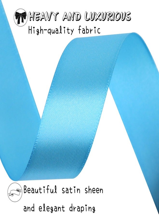 RIUNBB Solid Satin Ribbon 25 Yards Solid Polyester Fabric Ribbon for Gift Wrapping Wedding Christmas Baby Shower Birthday Party Decoration Handmade Immortal Flower Craft (Light Blue, 1 Inch) - Image 4