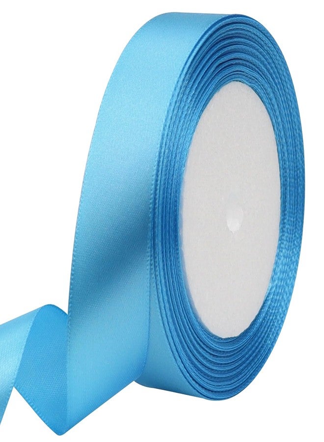 RIUNBB Solid Satin Ribbon 25 Yards Solid Polyester Fabric Ribbon for Gift Wrapping Wedding Christmas Baby Shower Birthday Party Decoration Handmade Immortal Flower Craft (Light Blue, 1 Inch) - Image 1