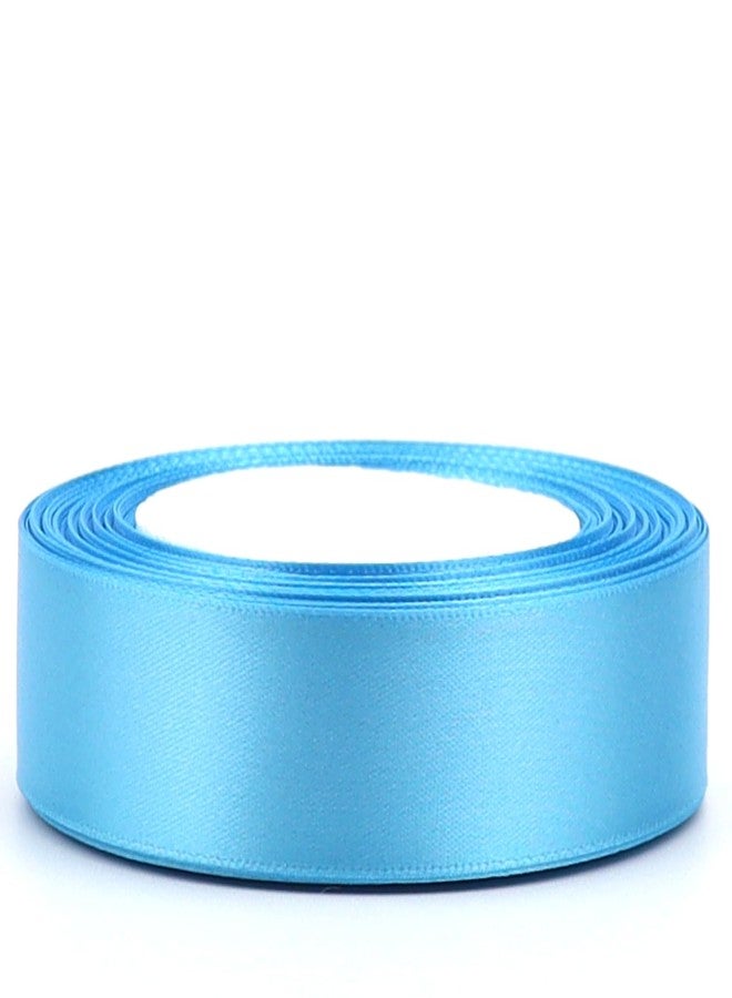 RIUNBB Solid Satin Ribbon 25 Yards Solid Polyester Fabric Ribbon for Gift Wrapping Wedding Christmas Baby Shower Birthday Party Decoration Handmade Immortal Flower Craft (Light Blue, 1 Inch) - Image 3