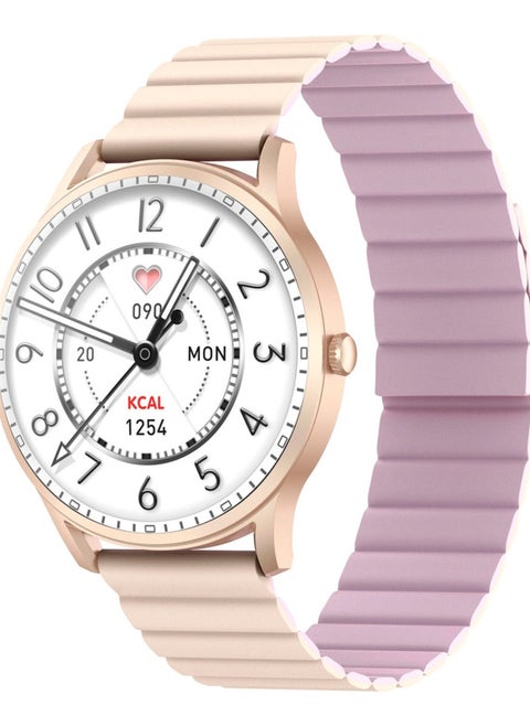 Kieslect LORA Lady's Calling Smart Watch Gold with Khaki/Purple Strap