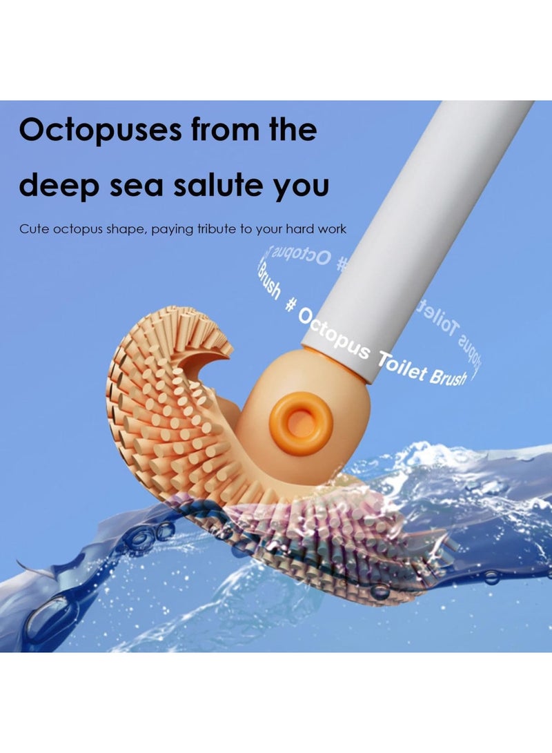 SYOSI Toilet Brush, Deep Cleaning Long Handle Bathroom Toilet Bowl Brushes, Multifunctional Wall Mounted Cleaner Scrubber, Creative Octopus Soft Glue Toilet Brush, Effective Wall Toilet Brushes, No Dead End - Image 3