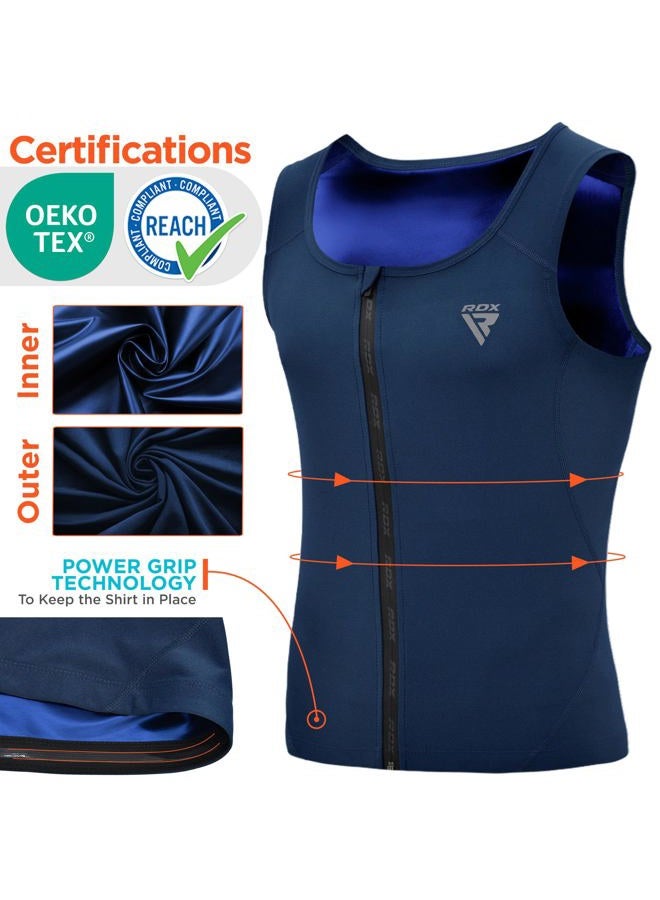Rdx Men Sauna Vest, Sweat Workout Shirt, Waist Trainer, Corset, Compression Body Shaper Zipper and Seamless - Image 2