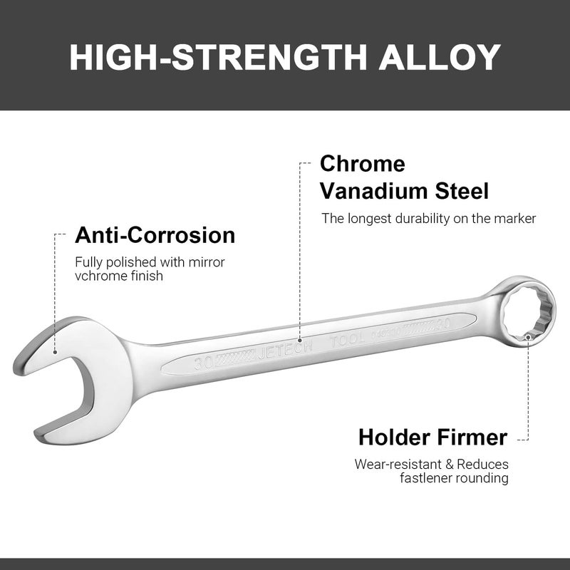 Jetech 30mm Combination Wrench - Industrial Grade Spanners with 12-Point Design, 15-Degree Offset, Made with Durable Chrome Vanadium - Image 3