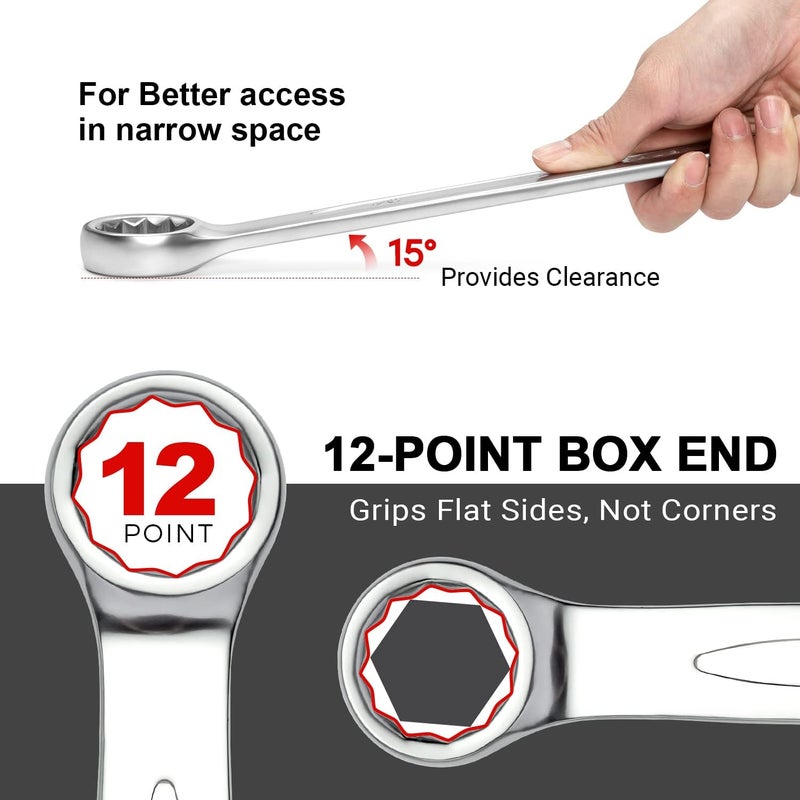 Jetech 30mm Combination Wrench - Industrial Grade Spanners with 12-Point Design, 15-Degree Offset, Made with Durable Chrome Vanadium - Image 4
