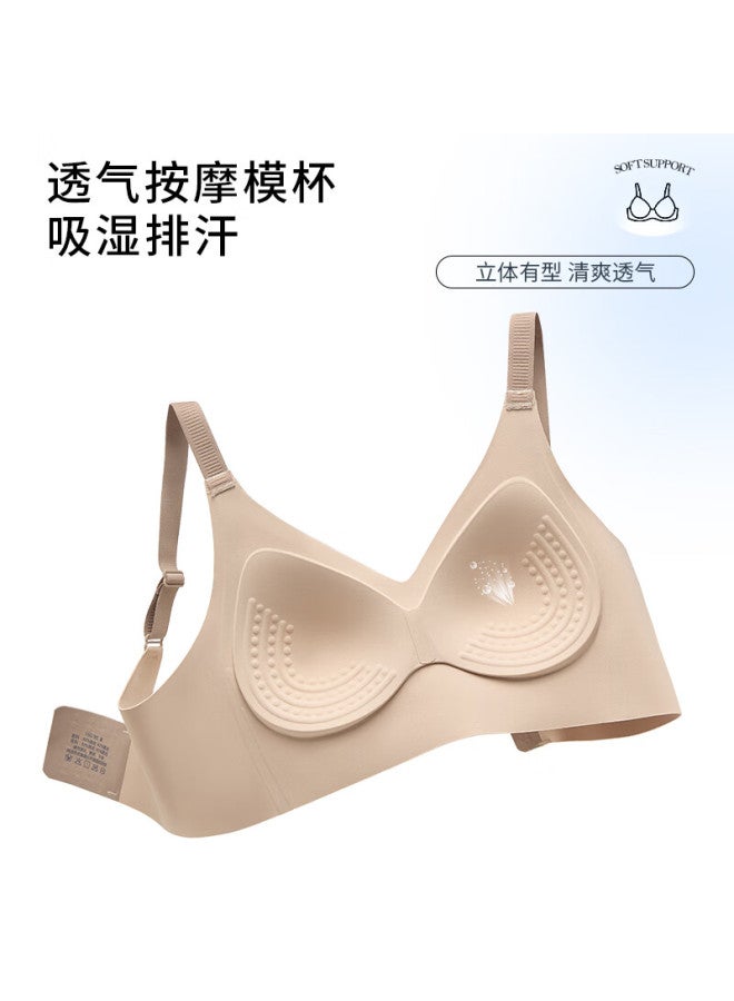 Finseech Fenshique Invisible Soft Support Fixed Inner Cup Massage Granule Side Gathering Bra Mint Green XL - Image 5