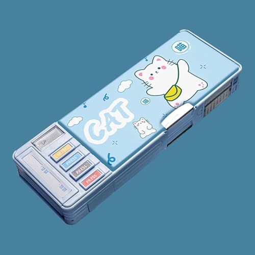 Topinon Plastic Multifunctional Pencil Box for Kids, Kids Pencil Box for Boys & Girls, Magnetic Pencil Box for Boys, Pencil Case for Kids (Random Color) (Cat) - Image 4