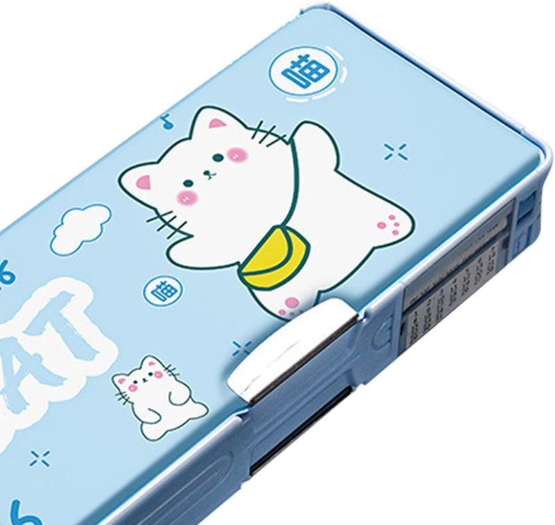 Topinon Plastic Multifunctional Pencil Box for Kids, Kids Pencil Box for Boys & Girls, Magnetic Pencil Box for Boys, Pencil Case for Kids (Random Color) (Cat) - Image 3