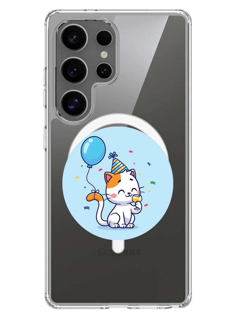 Theodor Magnetic Case for Samsung Galaxy S25 Ultra 6.9-inch Compatible with MagSafe Wireless Charging, Shockproof Phone Bumper Cover Cute Cat Birthday - Image 1