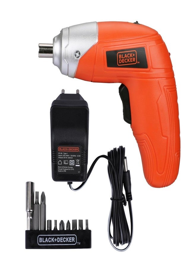 BLACK+DECKER KC3610 3.6V 200RPM Cordless Screwdriver Set Ni-Cd (Nickel-Cadmium) with LED Worklight, 10-pieces Screw Bits Set & Adjustable Torque for Home & DIY Use, 1 Year Warranty, ORANGE & BLACK