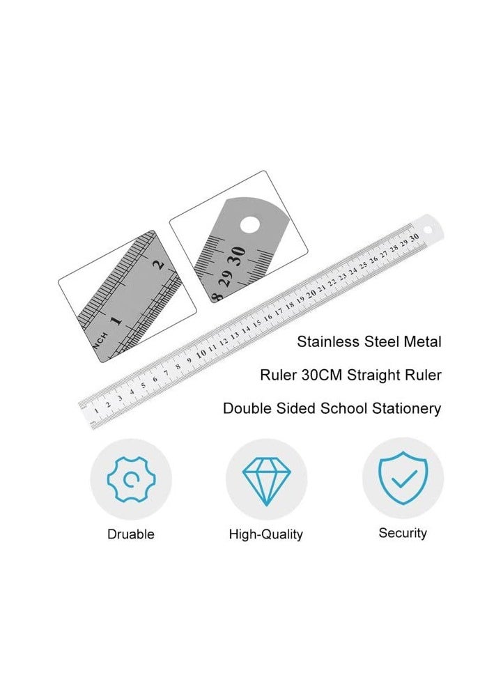 MARKQ 30cm Metal Ruler, Stainless Steel Scale for School, Office, Home, Architect, Engineers, Craft Supplies  - Image 3