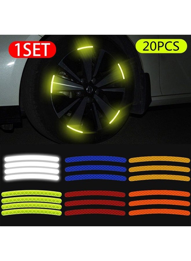yalilai 40 PCS Car Wheel Hub Reflective Sticker Night Driving Safety Warning Strip, Glow in The Dark Car Wheel Rim Tape Reflective Stripes Decals Stickers,Car Decoration white - Image 2