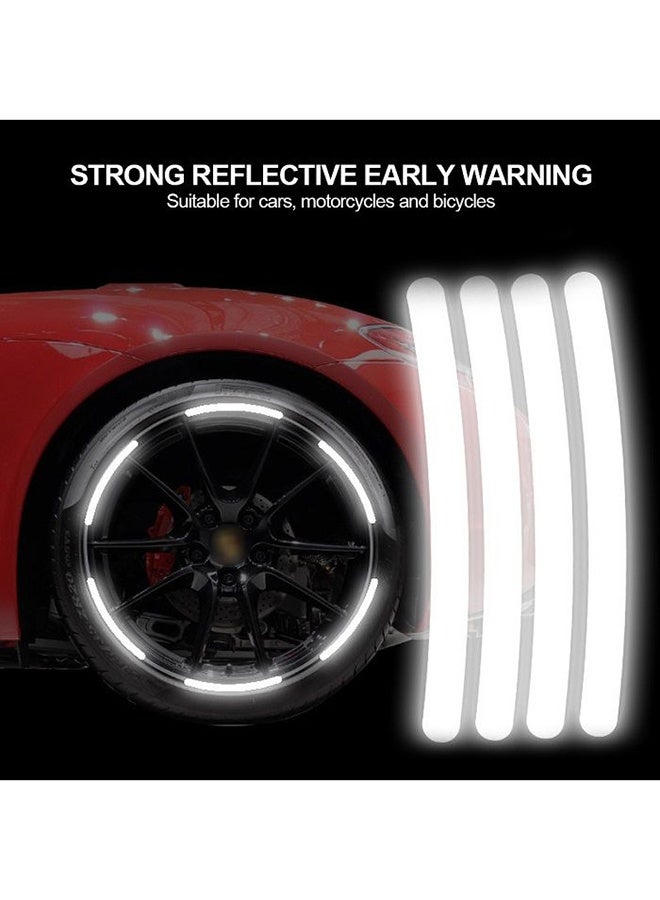 yalilai 40 PCS Car Wheel Hub Reflective Sticker Night Driving Safety Warning Strip, Glow in The Dark Car Wheel Rim Tape Reflective Stripes Decals Stickers,Car Decoration white - Image 4
