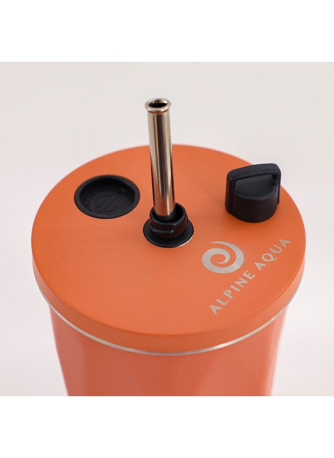 DANUBE HOME Alpine Aqua Travel Tumbler Stainless Steel Vacuum Insulated with Lid and Straw Orange 600ml  - Image 3