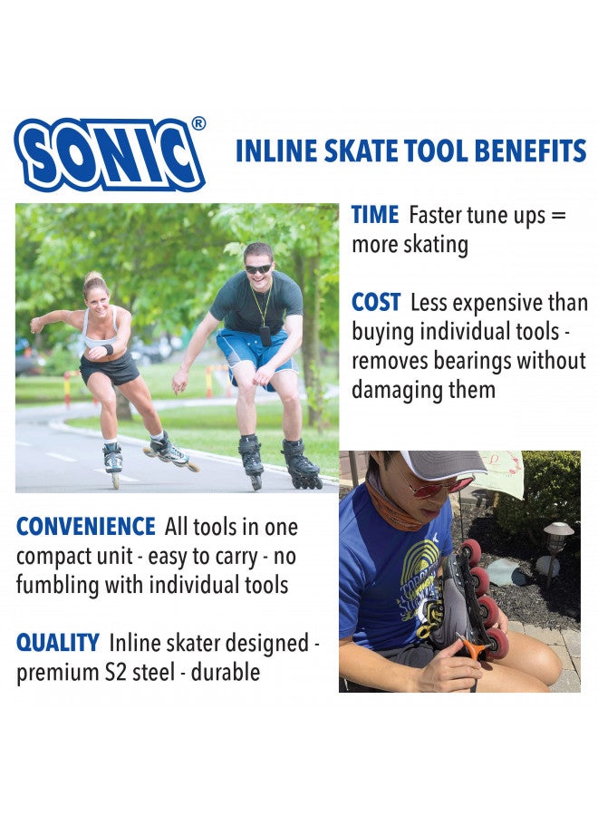 SONIC Gripz Inline Skate Tool, 6 Tools, 4 mm Hex, Rotate Wheels, Remove Bearings, 2 Screwdrivers to Adjust Hockey Helmets, Designed in USA - Image 4