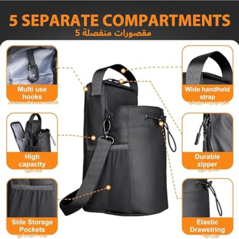 Magnetic Gym Water Bottle Holder Bag with Phone Pockets Accessories Organizer Adjustable Strap For Men and Women Fitness Accessories for Gym, Home, Travel 3 PCS Set - Image 4