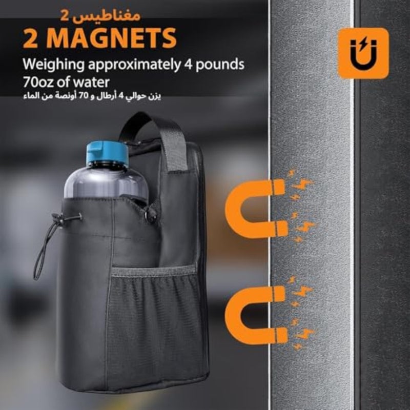 Magnetic Gym Water Bottle Holder Bag with Phone Pockets Accessories Organizer Adjustable Strap For Men and Women Fitness Accessories for Gym, Home, Travel 3 PCS Set - Image 2