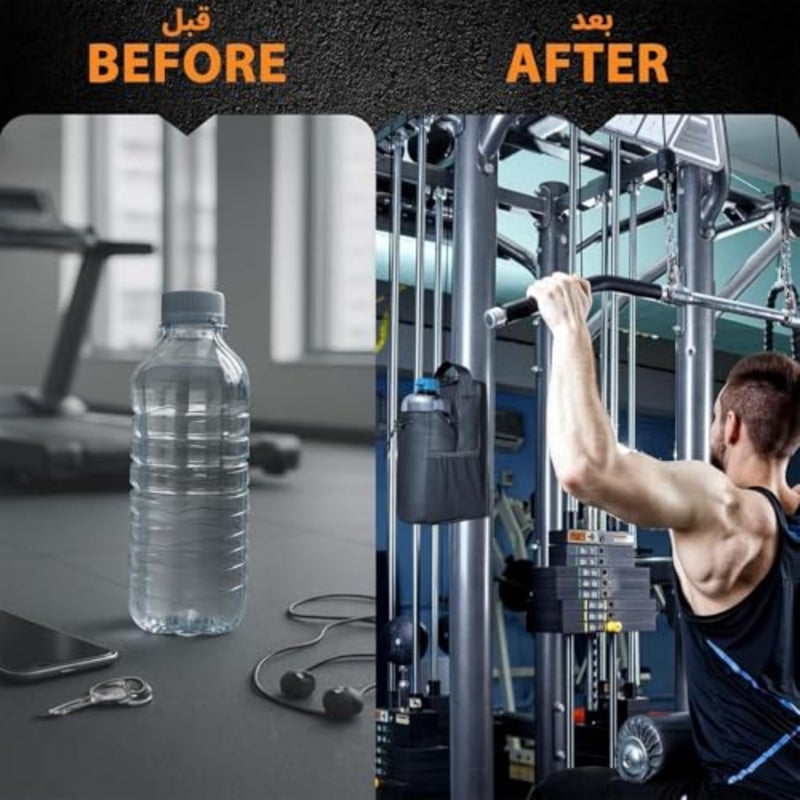 Magnetic Gym Water Bottle Holder Bag with Phone Pockets Accessories Organizer Adjustable Strap For Men and Women Fitness Accessories for Gym, Home, Travel 3 PCS Set - Image 3