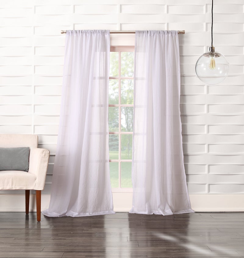No. 918 Tayla Crushed Texture Semi-Sheer Rod Pocket Curtain Panel, 50" x 95", White - Image 2