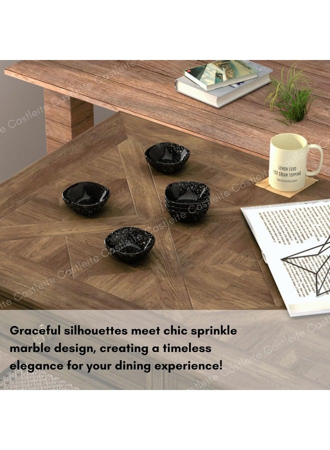 Castleite Quin Melamine Bowls Set of 6 - Elegant 120ML Bowls for Kitchen, Snacks, and Restaurants - Lightweight, Unbreakable Crockery for Dining (Marble Black) - Image 5