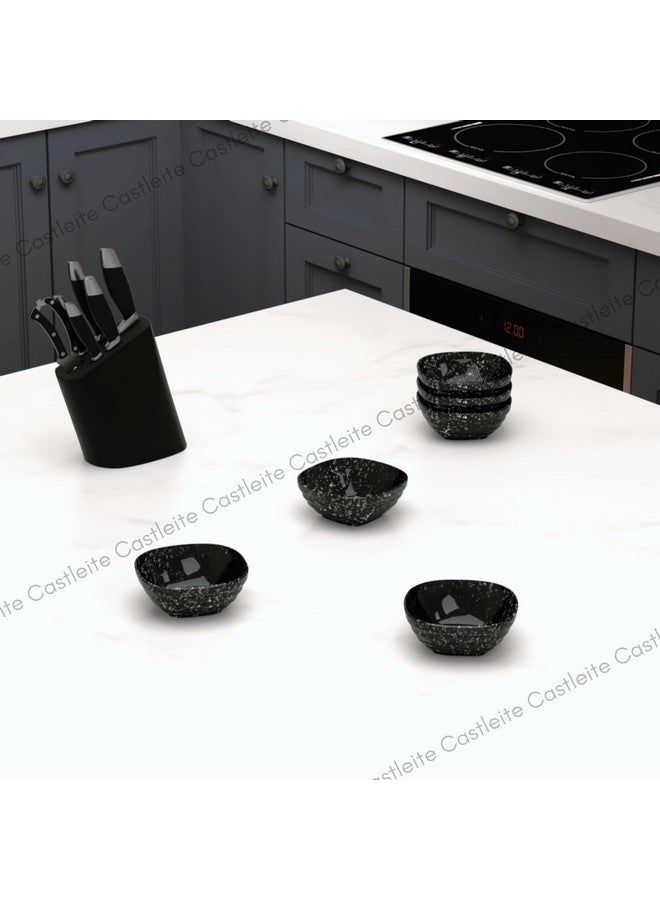 Castleite Quin Melamine Bowls Set of 6 - Elegant 120ML Bowls for Kitchen, Snacks, and Restaurants - Lightweight, Unbreakable Crockery for Dining (Marble Black) - Image 3