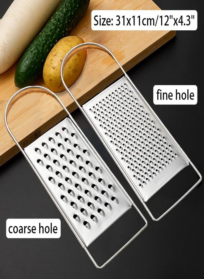 SCORYULE Cheese Grater Handheld, HIA Flat Coarse Stainless Steel Graters for Kitchen, Food Grater with Anti-Slip Handle, Perfect for Potato, Vegetable, Butter, Parmesan Cheese - Image 2