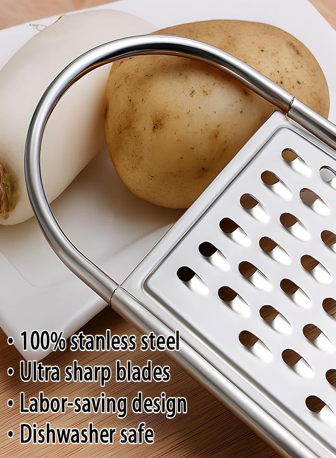 SCORYULE Cheese Grater Handheld, HIA Flat Coarse Stainless Steel Graters for Kitchen, Food Grater with Anti-Slip Handle, Perfect for Potato, Vegetable, Butter, Parmesan Cheese - Image 3
