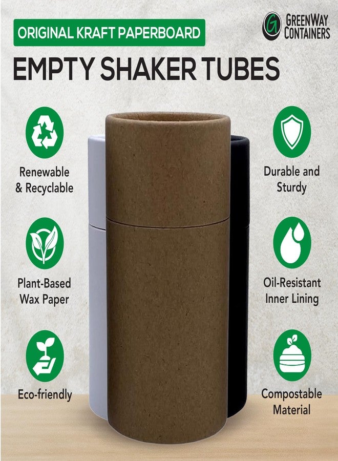 GREENWAY CONTAINERS GreenWay 2oz / 60g Small Kraft Paper Shaker Tubes with Sifters & Lids - 6 Pack Biodegradable Containers for Powdered Cosmetics - Fully Compostable Spice Sifting Tubes with Small Holes - Brown - Image 2
