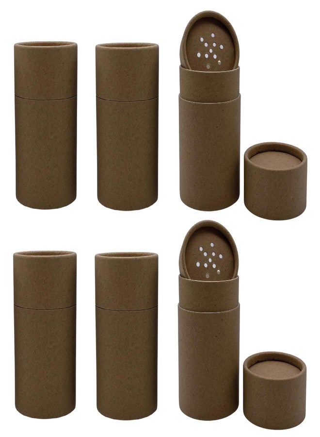 GREENWAY CONTAINERS GreenWay 2oz / 60g Small Kraft Paper Shaker Tubes with Sifters & Lids - 6 Pack Biodegradable Containers for Powdered Cosmetics - Fully Compostable Spice Sifting Tubes with Small Holes - Brown - Image 1