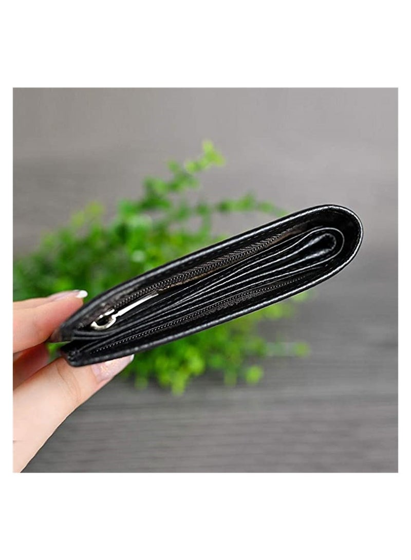 Men's Wallets, Genuine Cow Leather Wallet, with Zipper Coin Pocket, Casual Men Purse, Slim Short Wallet, Gift for Father - Image 5