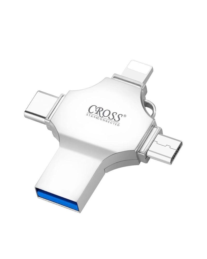 CROSS® 256 GB Pendrive, with Light-ning, Micro USB, USB A, Type-C Interface Mini PenDrive for iOS Working with iPhone 15 & 16 Series & Android Compatible with Phone, Pad, Android, PC - Image 1