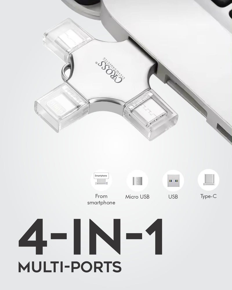 CROSS® 256 GB Pendrive, with Light-ning, Micro USB, USB A, Type-C Interface Mini PenDrive for iOS Working with iPhone 15 & 16 Series & Android Compatible with Phone, Pad, Android, PC - Image 3