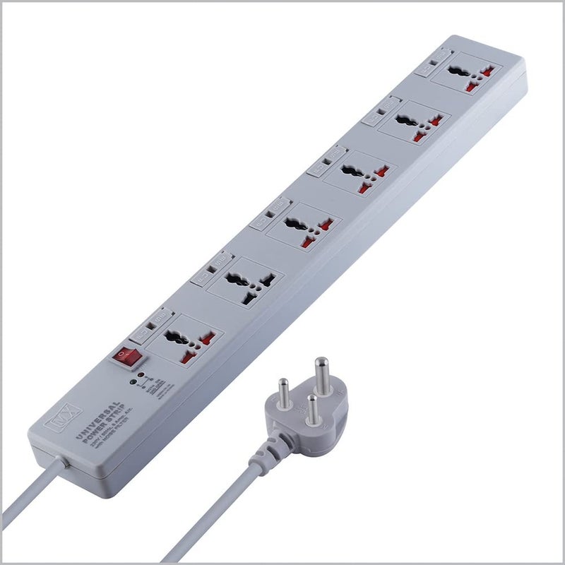 MX MX 6 Outlet Universal Power Strip Extension Board with Master Fuse for Each Socket Heavy Duty 3 mtr Power Cord with Child Saftey Shutter  - Image 1