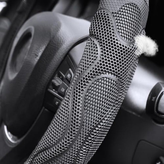 Elantrip Leather Large Steering Wheel Cover 15 1/2 to 16 inch Soft Grip Breathable for Car Truck SUV Jeep Anti Slip Black and  Gray - Image 5